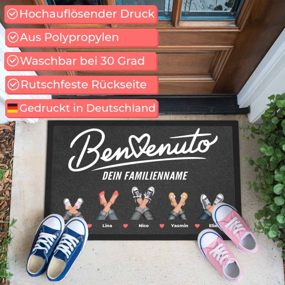 Individuelle Fußmatte mit Sneaker Cliparts Benvenuto willkommen 3