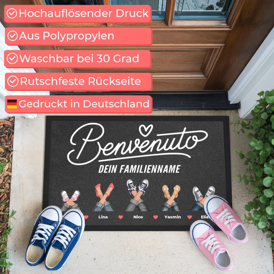 Personalisierte Fußmatte Eure Sneaker Willkommen Benvenuto günstig 3