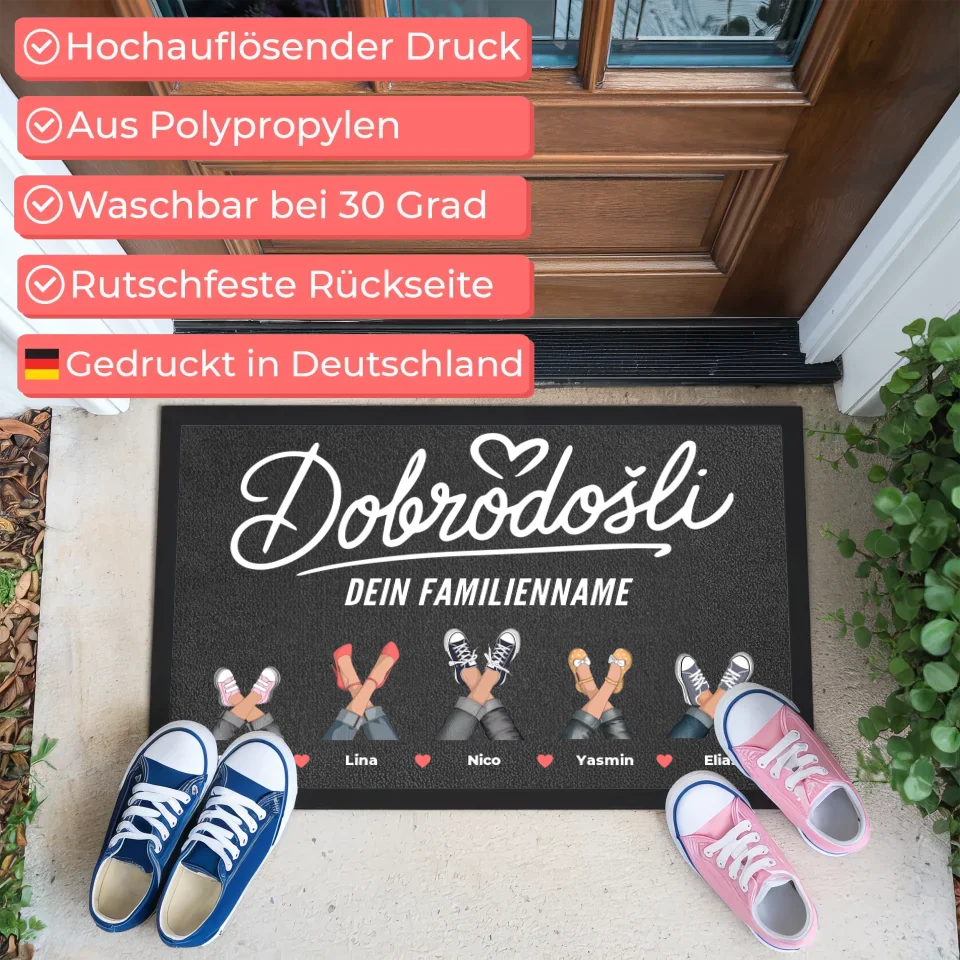 Personalisierte Fußmatte Eure Sneaker Willkommen Auf Kroatisch Dobrodošli 3