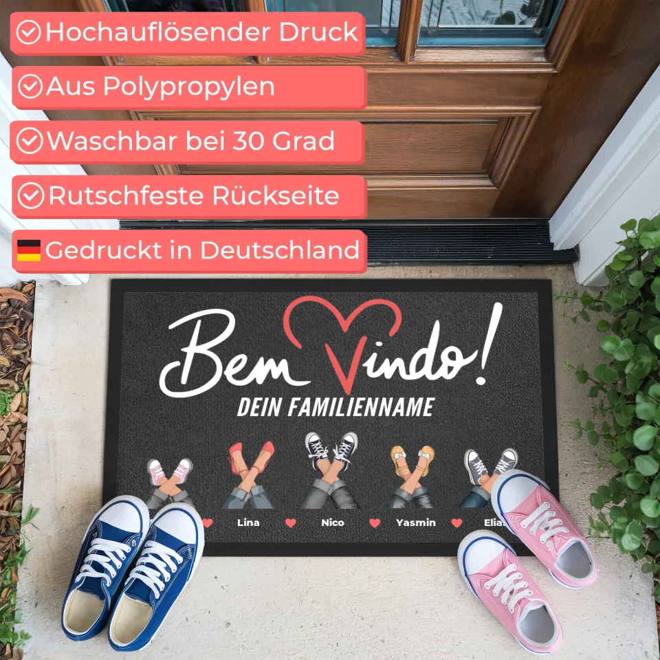 Personalisierte Fußmatte mit Cliparts Willkommen Bem Vindo 3
