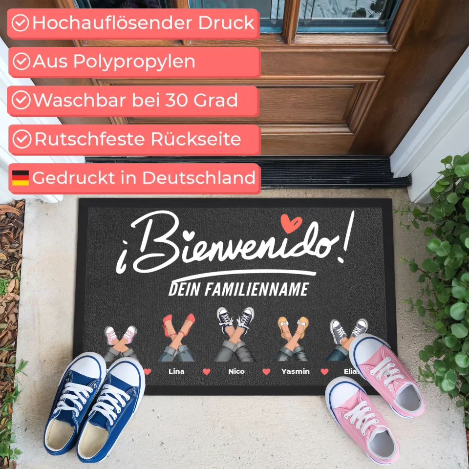 Personalisierte Fußmatte mit Cliparts Eure Schuhe und ¡Bienvenido! 3