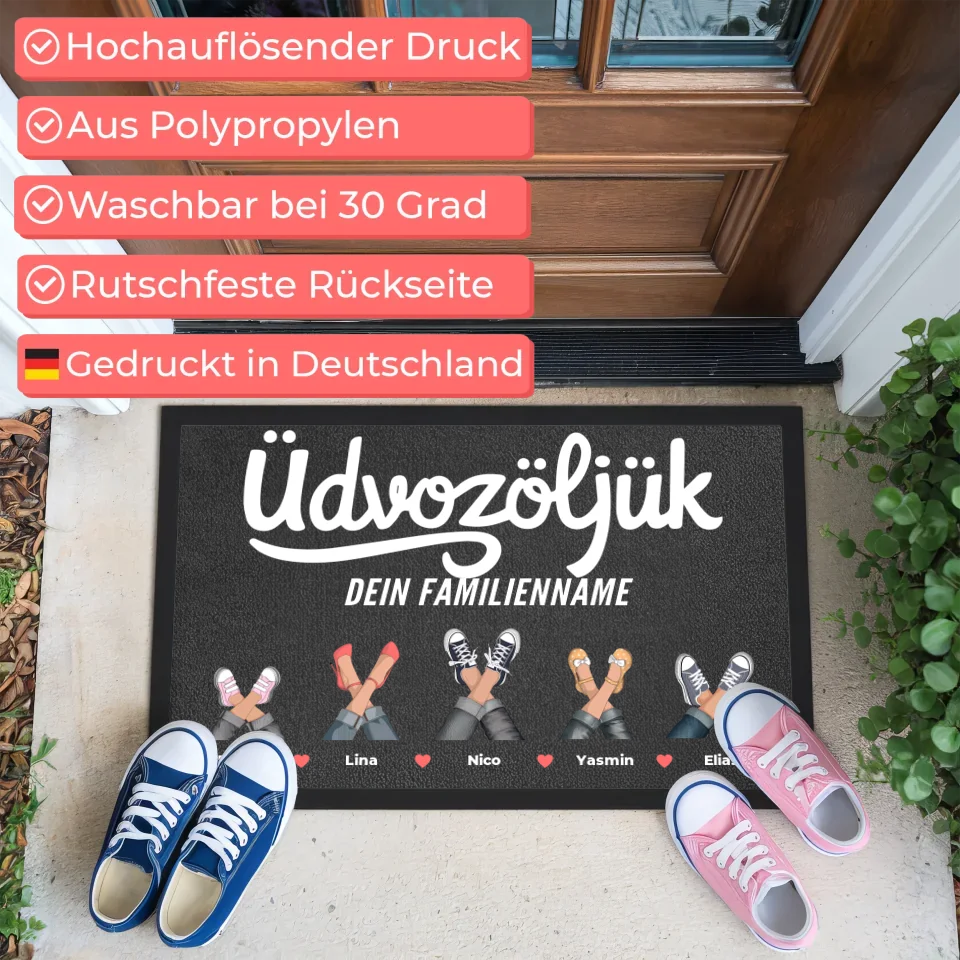 Personalisierte Fußmatte Eure Sneaker Willkommen Auf Ungarisch Üdvözöljük 3