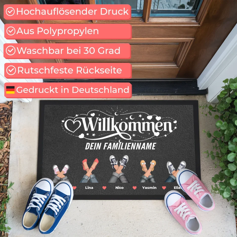 Personalisierte Fußmatte Willkommen Schuhe und Pfoten Türmatte geschenk 3