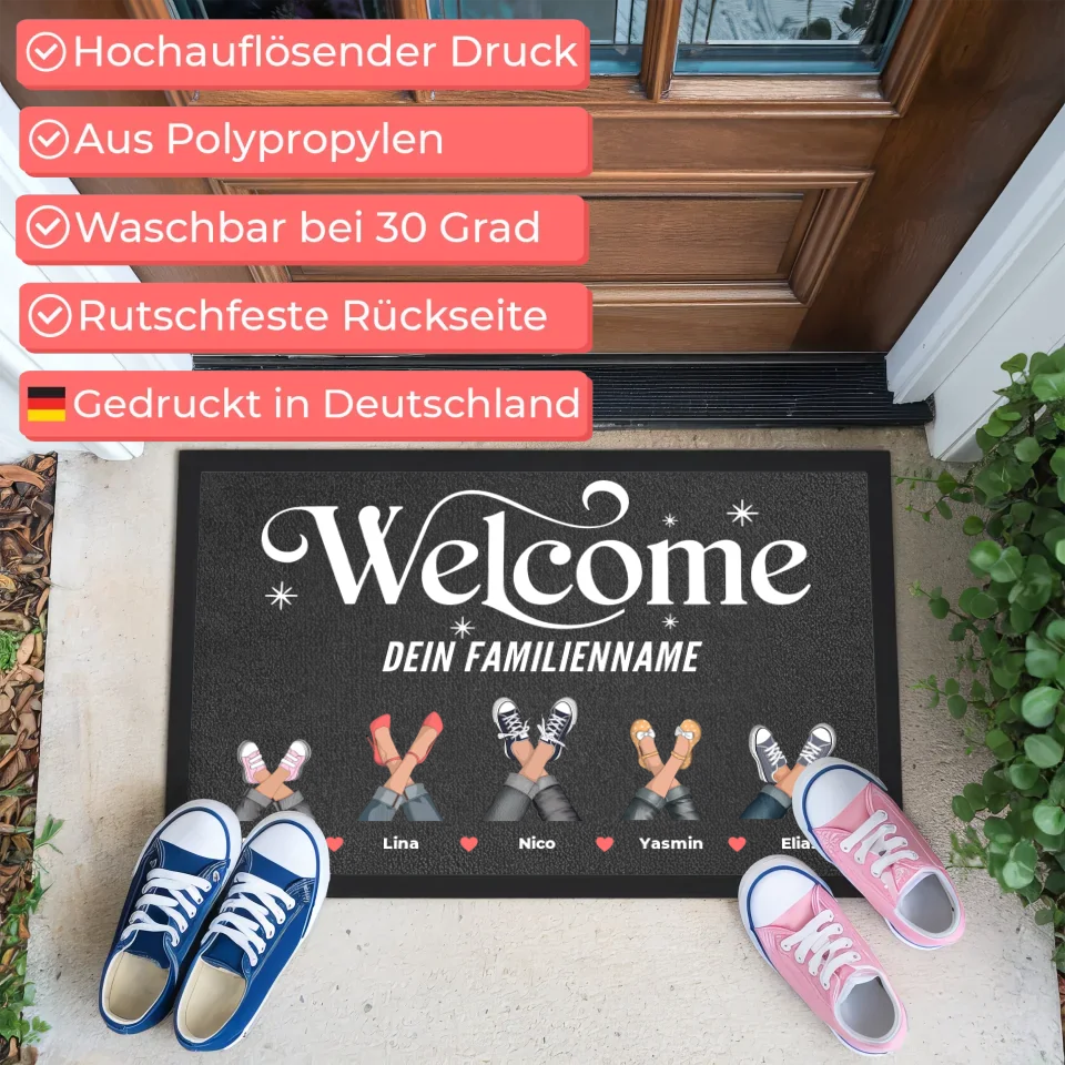 Personalisierte Fußmatte Welcome Schuhe und Pfoten Türmatte 3