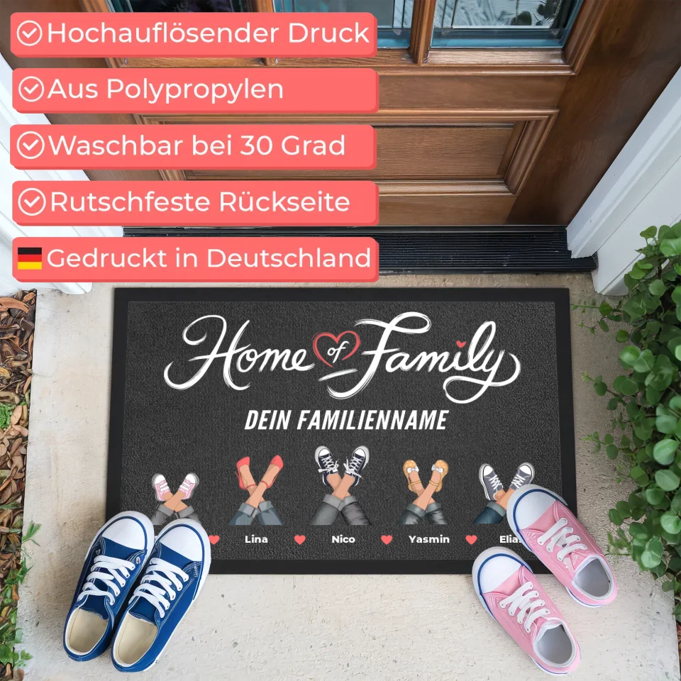 Personalisierte Fußmatte Home of Family Eure Schuhe als Cliparts 3