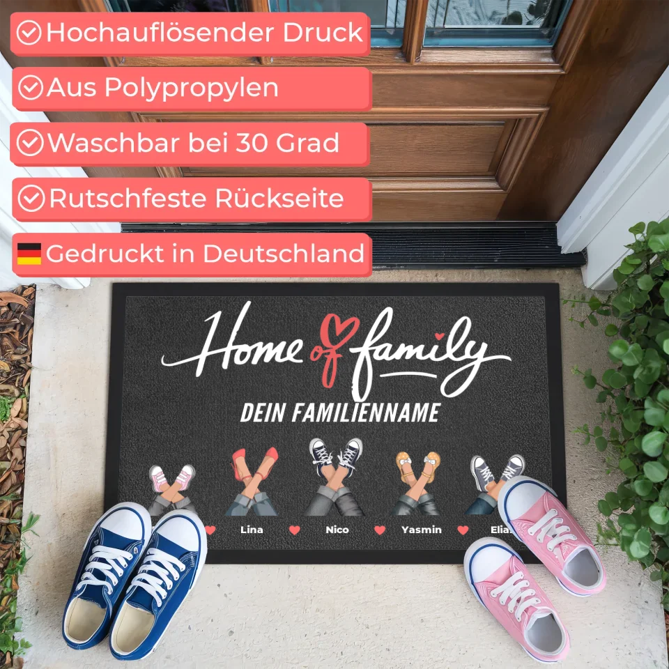 Individuelle Fußmatte mit Sneaker Cliparts Home of family personalisiert 3