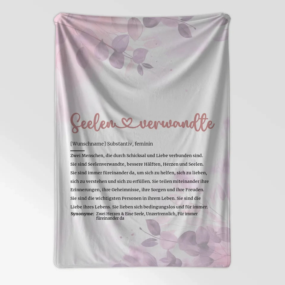Personalisiertes Herz Decke mit Name Definition Seelenverwandte Geschenk 7