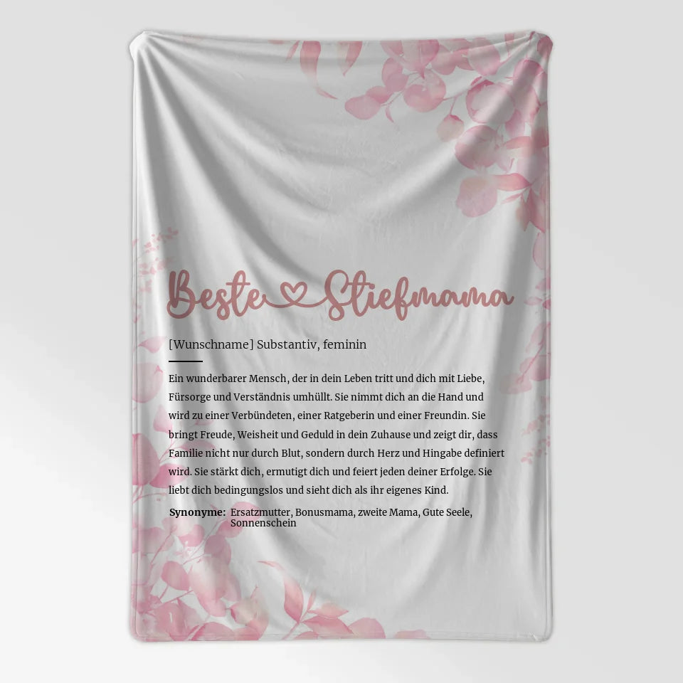 Personalisierte Decke Herz mit Name Beste Stiefmama Definition 7