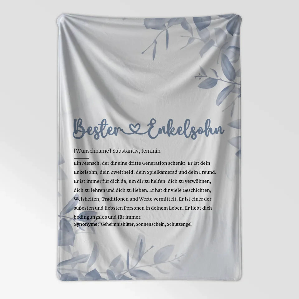 Personalisierte Decke mit Herz Definition Bester Enkelsohn 7