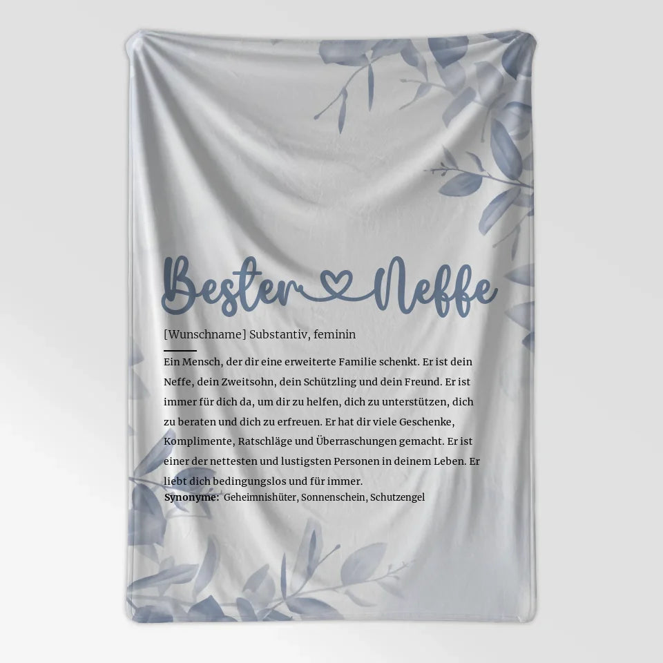 Personalisierte Decke mit Name Definition Bester Neffe Herz Geschenk 7