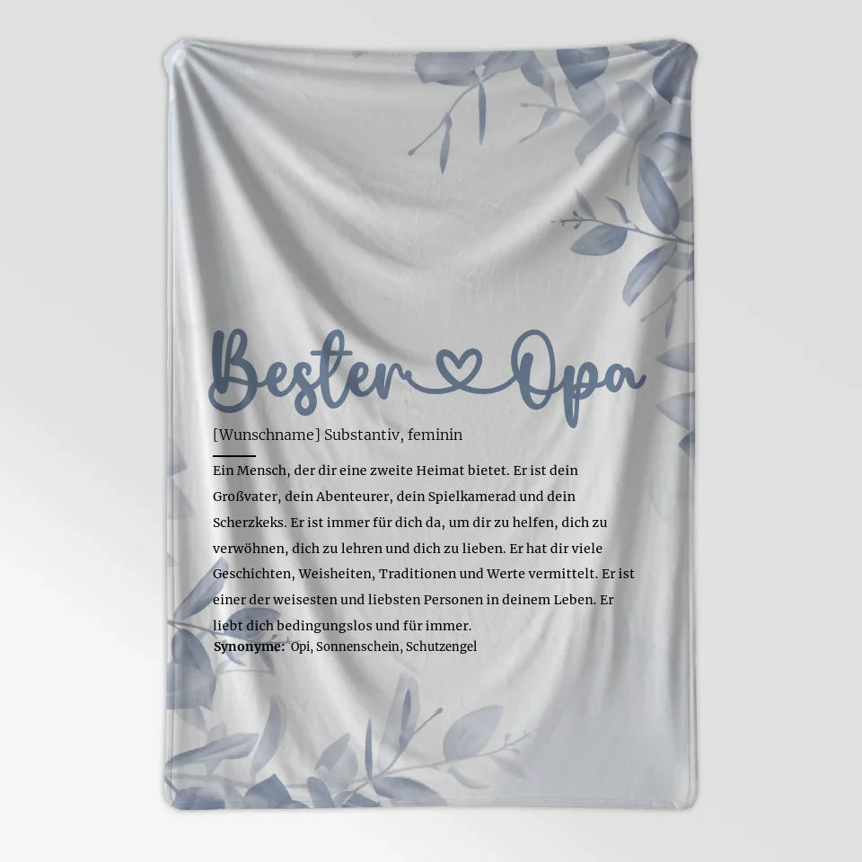 Personalisierte Decke mit Name Beste Opa Herz Definition Geschenk 7