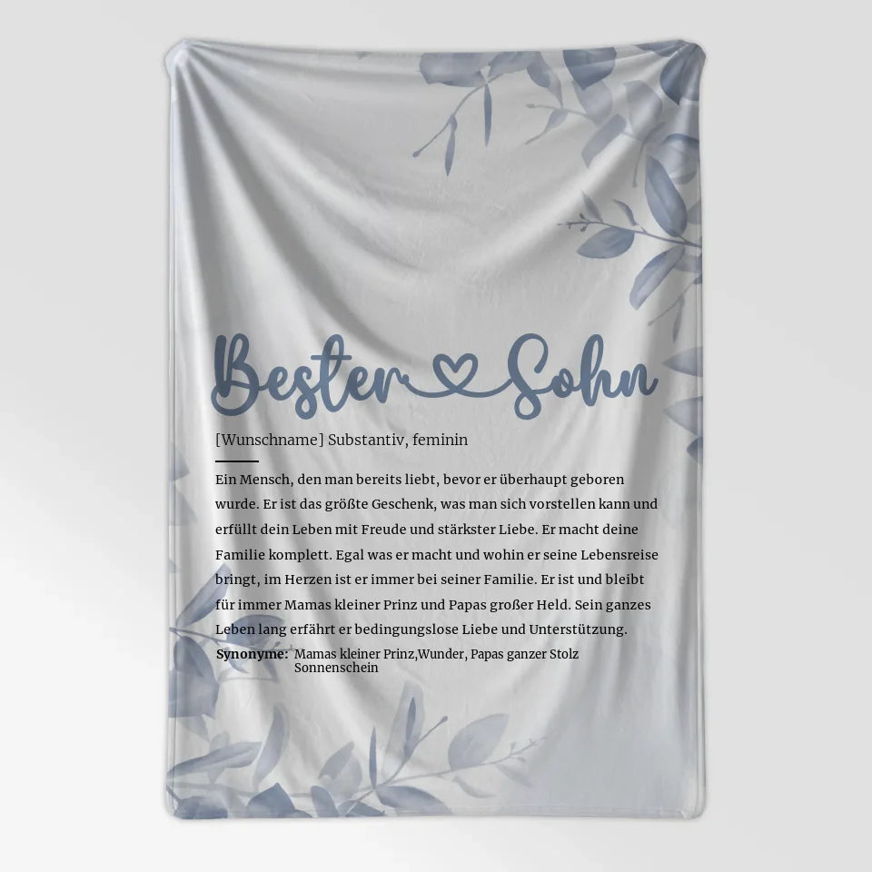 Personalisierte Decke Bester Sohn Definition Herz mit Name Geschenk Idee 7