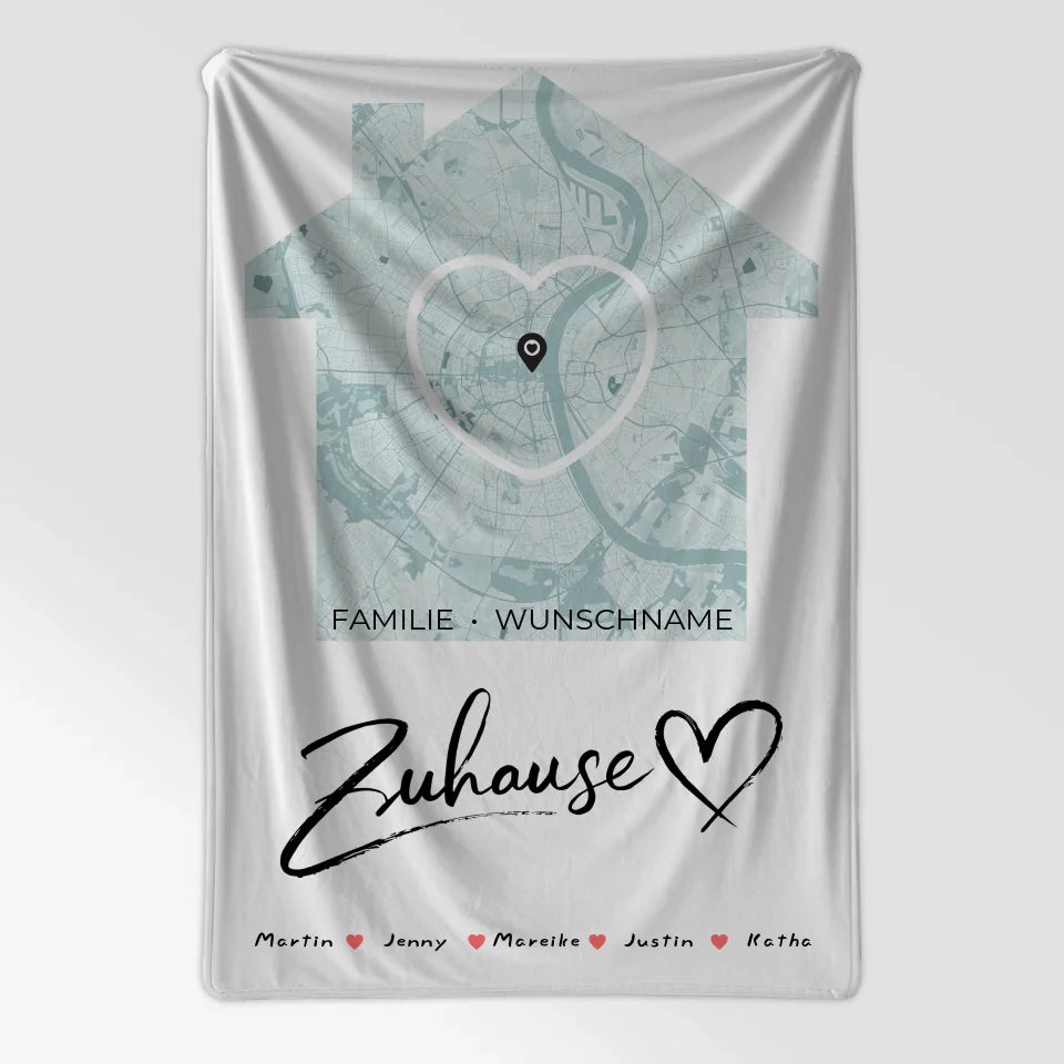 Personalisiert FamilienDecke Stadtkarte für Zuhause Herz Haus 7