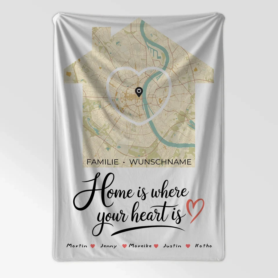 Personalisiertes Herz Haus Decke Familie Stadtkarte Where your Heart is 7