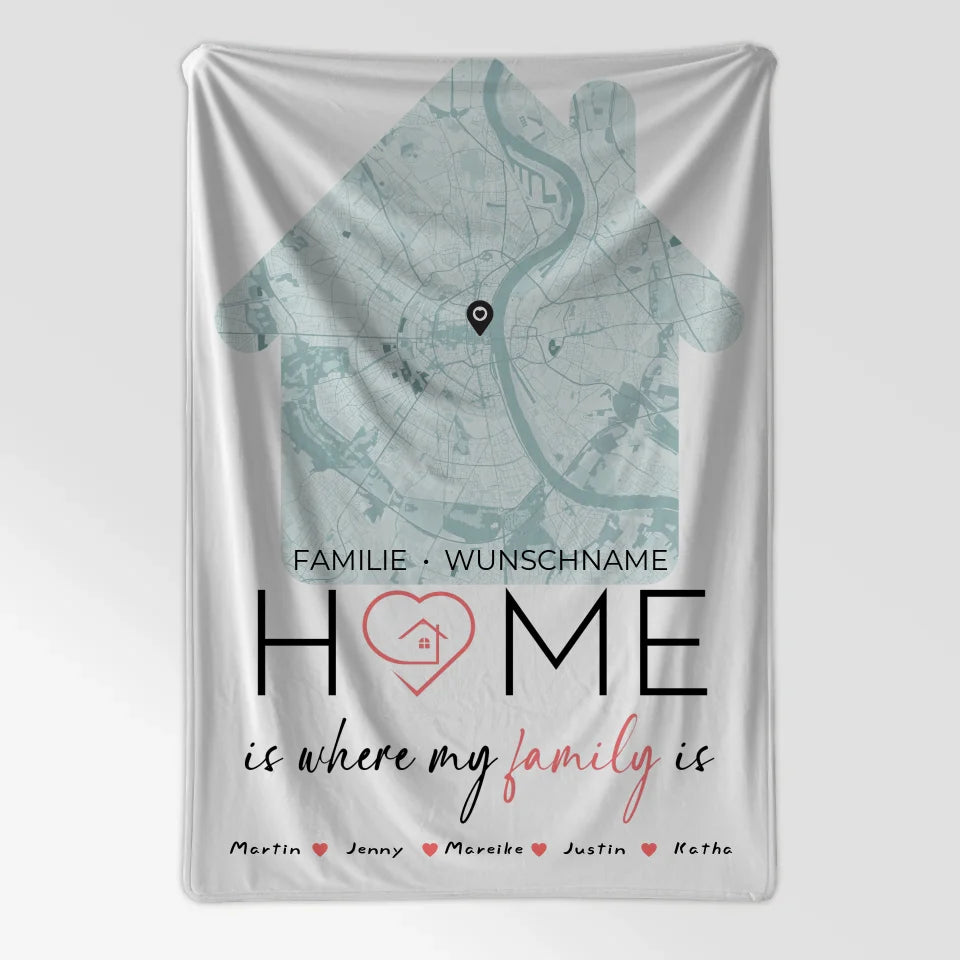 Personalisierte Familien Decke Stadtkarte Home Is Where My Family Is 7