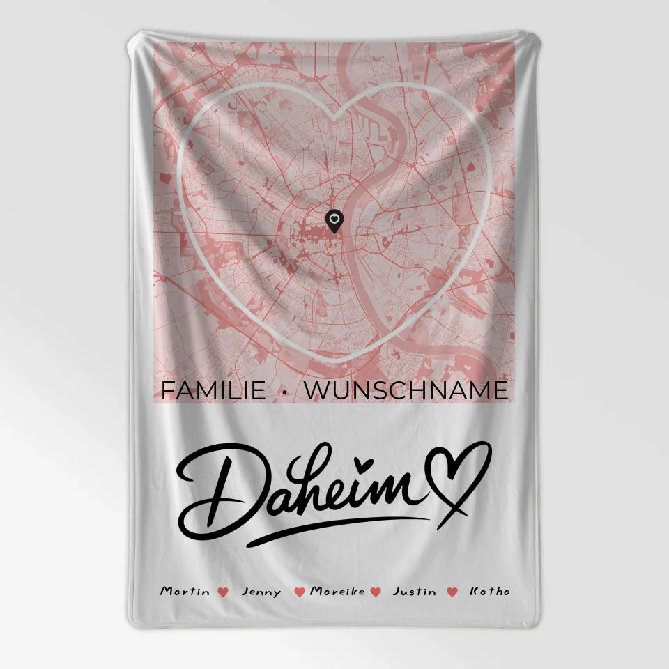 Personalisierte FamilienDecke Stadtkarte Daheim mit Nachname 7