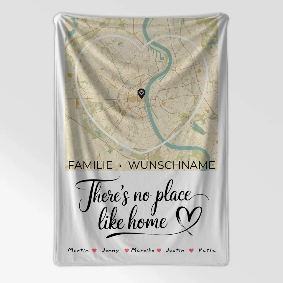 Personalisierte Decke Familie Stadtkarte Herzform mit Nachname Home 7