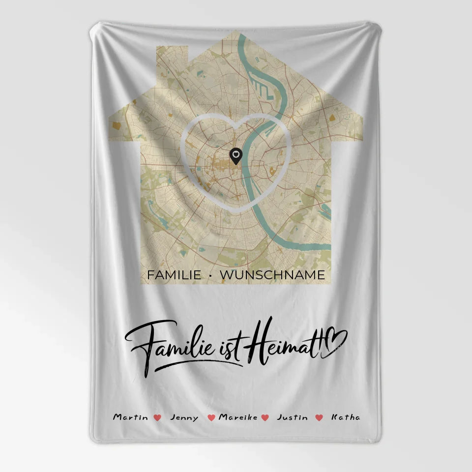 Personalisierte FamilienDecke Stadtkarte Familie Ist Heimat mit Nachname 7