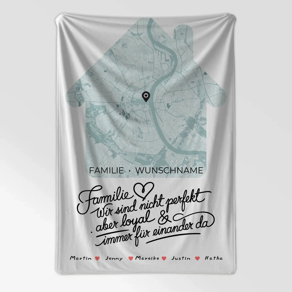 Personalisiertes Familiengeschenk Decke Spruch Stadtkarte Wir sind Loyal 7
