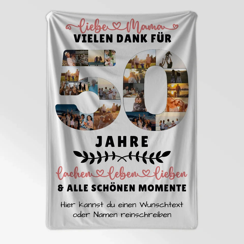 Personalisierte Decke für Mama zum 50. Geburtstag mit Wunschtext 7