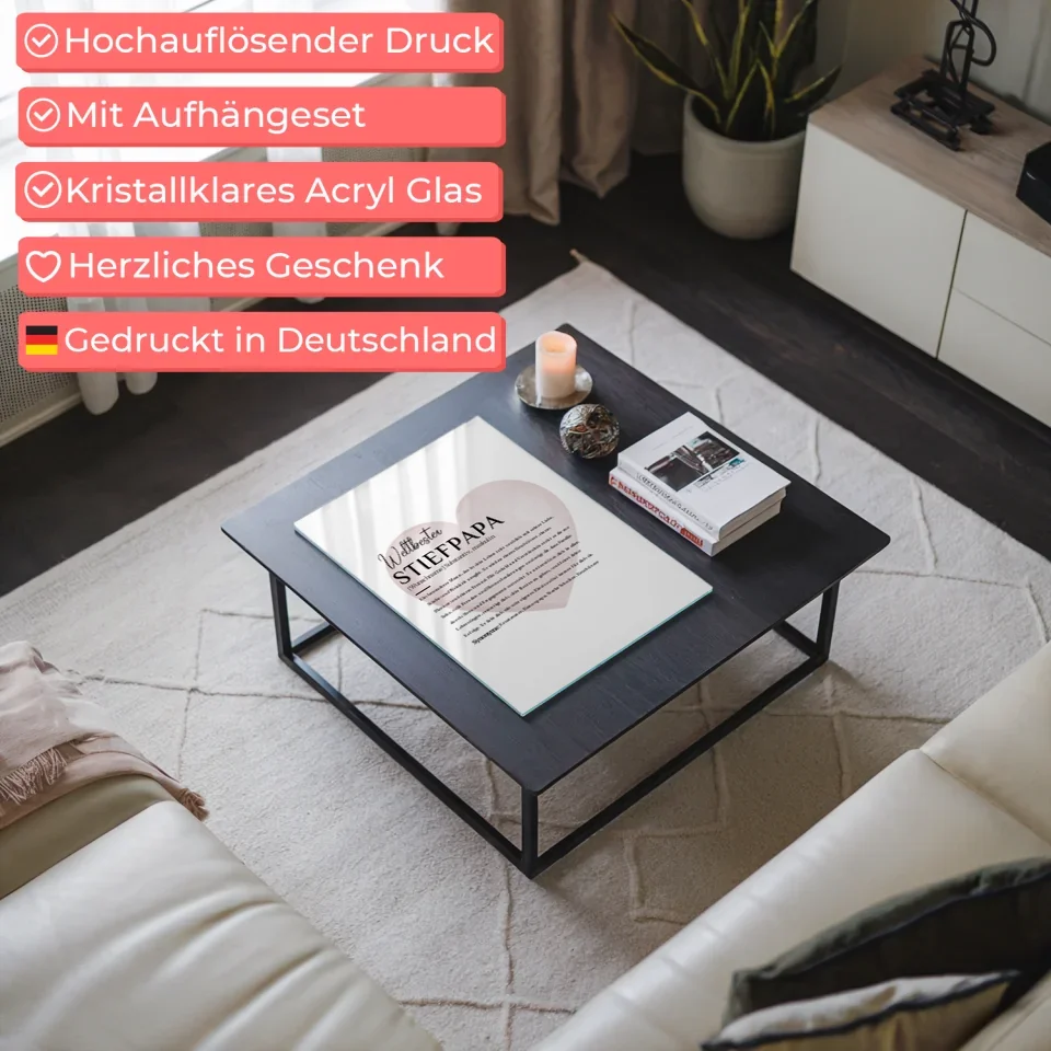 Personalisiertes Acrylglas Bild Definition Stiefpapa mit Wasserfarben Herz