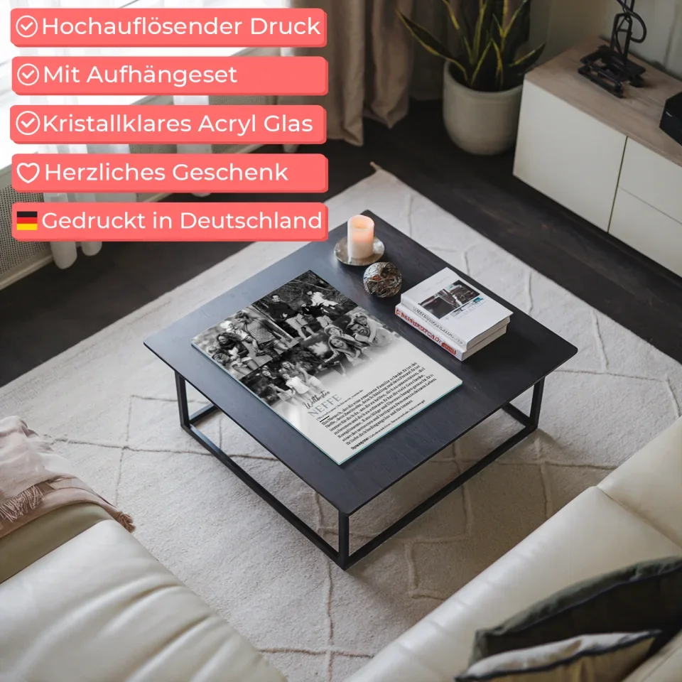 Personalisiertes Acrylglas Bild Definition Neffe 4 Fotos mit Name