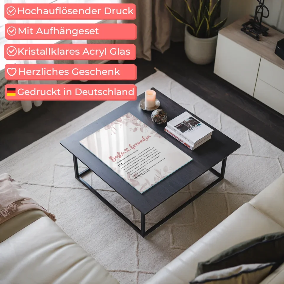 Personalisiertes Acrylglas Bild Beste Freundin Herz mit Name Definition