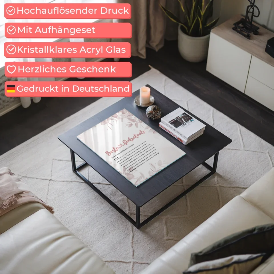 Personalisiertes Acrylglas Bild Beste Patentante Herz mit Name