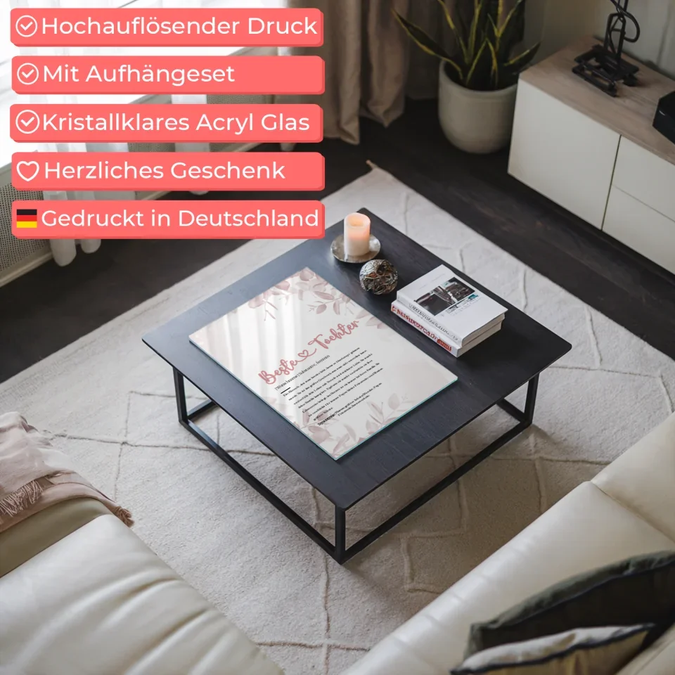 Personalisiertes Acrylglas Bild Definition Beste Tochter Herz mit Name