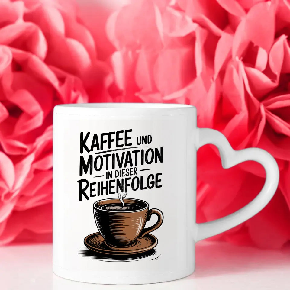 Kaffeetasse mit Spruchbilder Motiv Kaffee und Motivation schön gestaltet