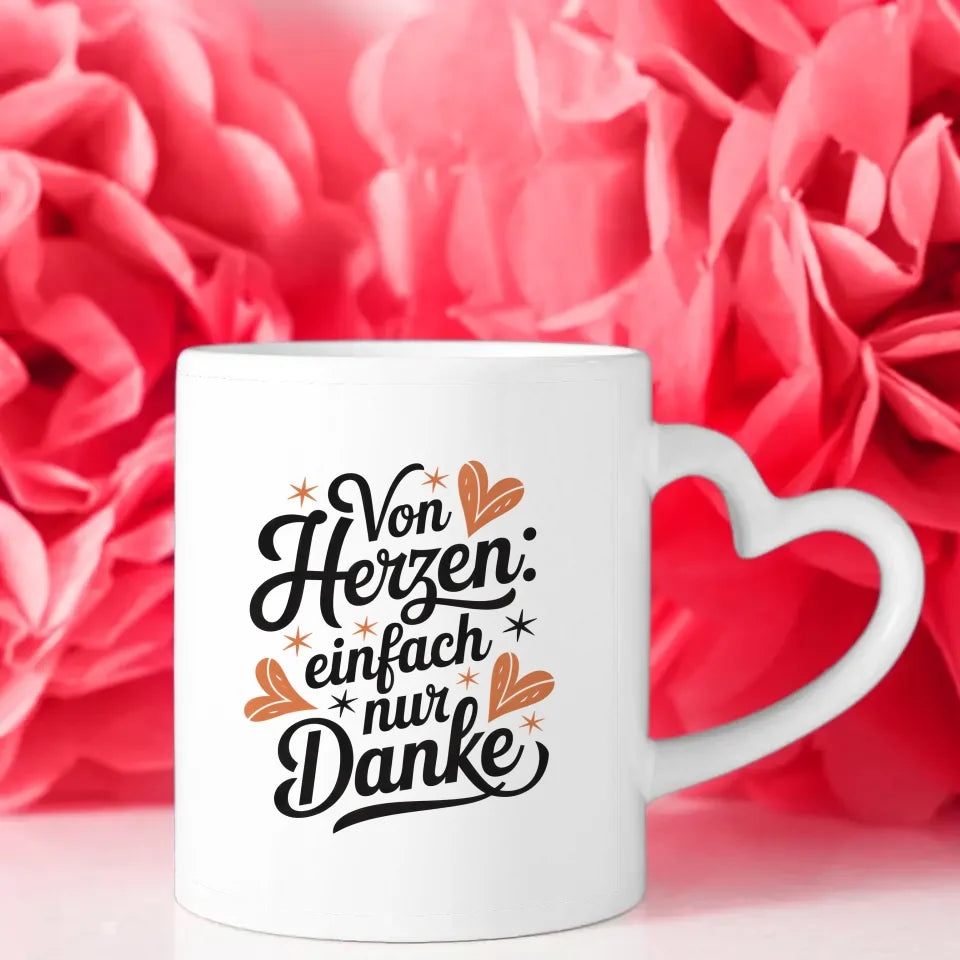 Tasse Liebe und Herzen mit Danke Illustration von Herzen