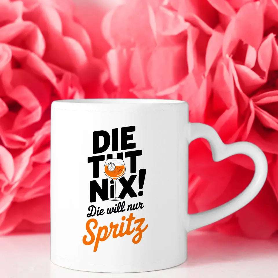 Lustige Sprüche Tasse mit Cocktail Glas und Spritz Design für Spaßliebhaber