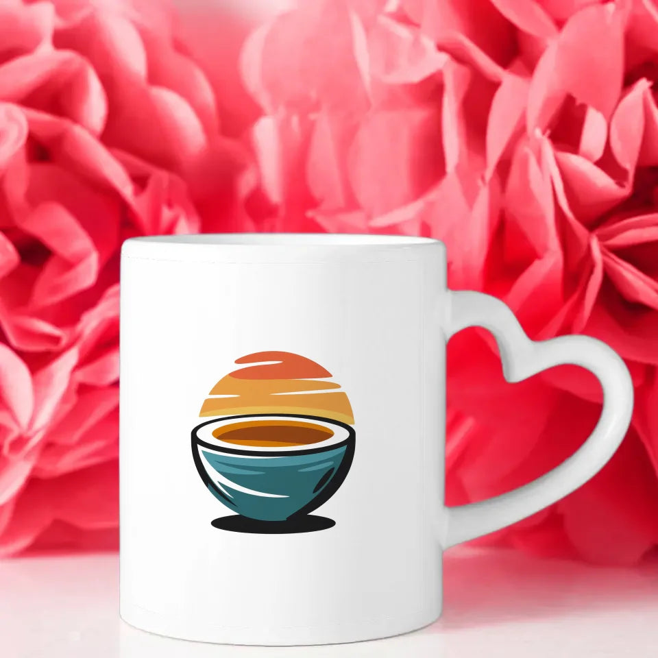 Kunst Tasse mit fröhlicher Kokosnuss Illustration in sanften Farben