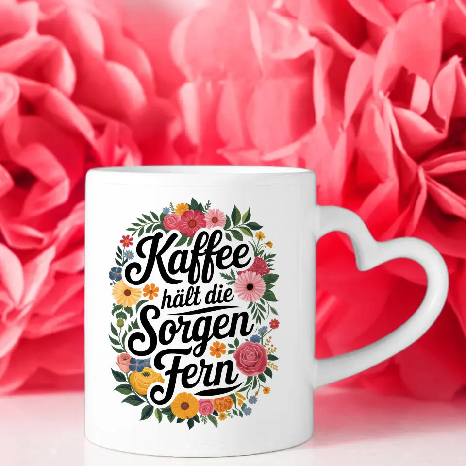 Lustige Sprüche Tasse Kaffee hält Sorgen fern