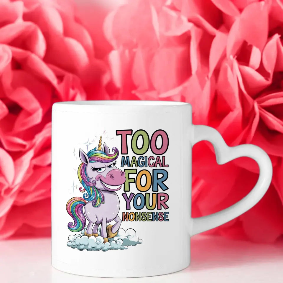 Bunte Tier Tasse mit skurrilem Einhorn und witzigem Zitat