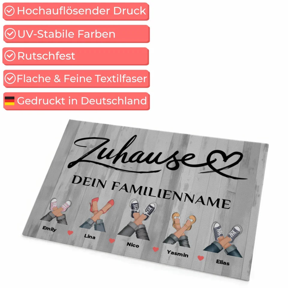 Personalisierte Fußmatte Familie Schwarz Weiß für Zuhause dekorieren 4