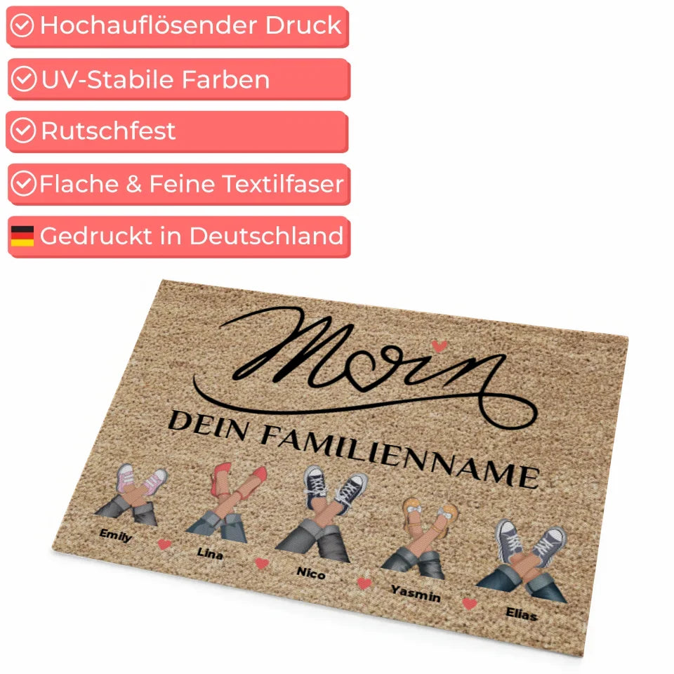 Personalisierte Fußmatte mit Namen Willkommen Auf Deutsch Moin Braun 4