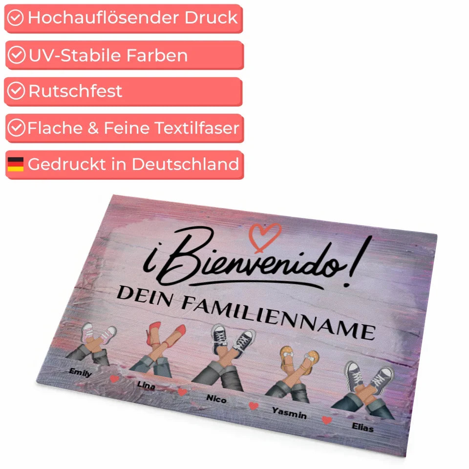 Personalisierte Fußmatte mit Namen Vintage Holz Bunt Willkommen Kroatisch 4