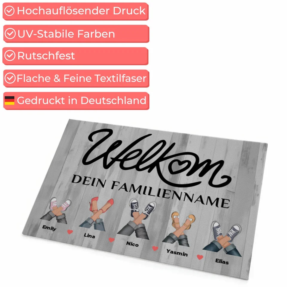 Personalisierte Fußmatte Willkommen Auf Niederländisch Schwarz Weiß 4