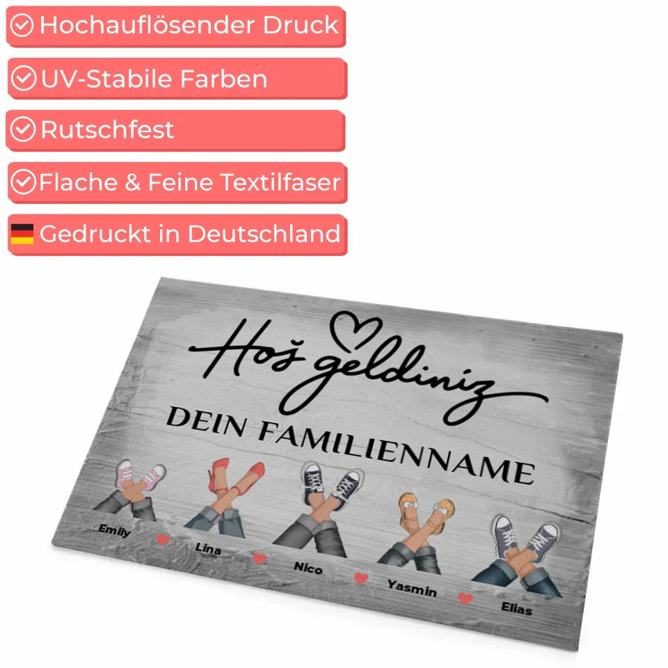Personalisierte Fußmatte Hoş Geldiniz Vintage Holz Grau 4
