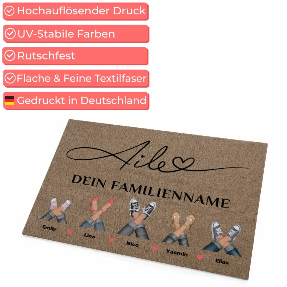 Personalisierte Fußmatte mit Namen Familie Rodina Braun Hell 4