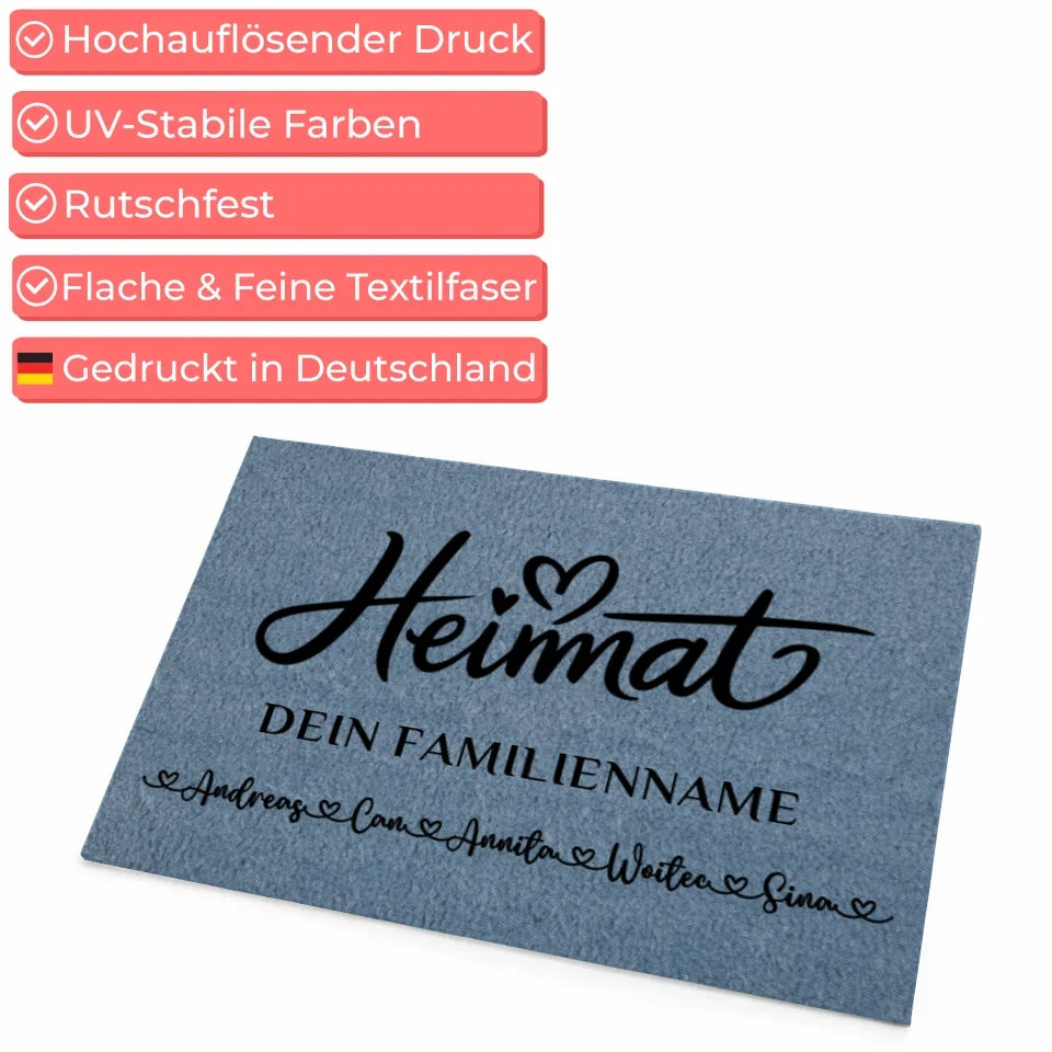 Personalisierte Fußmatte Familie Heimat Blau für Ihr Zuhause 4