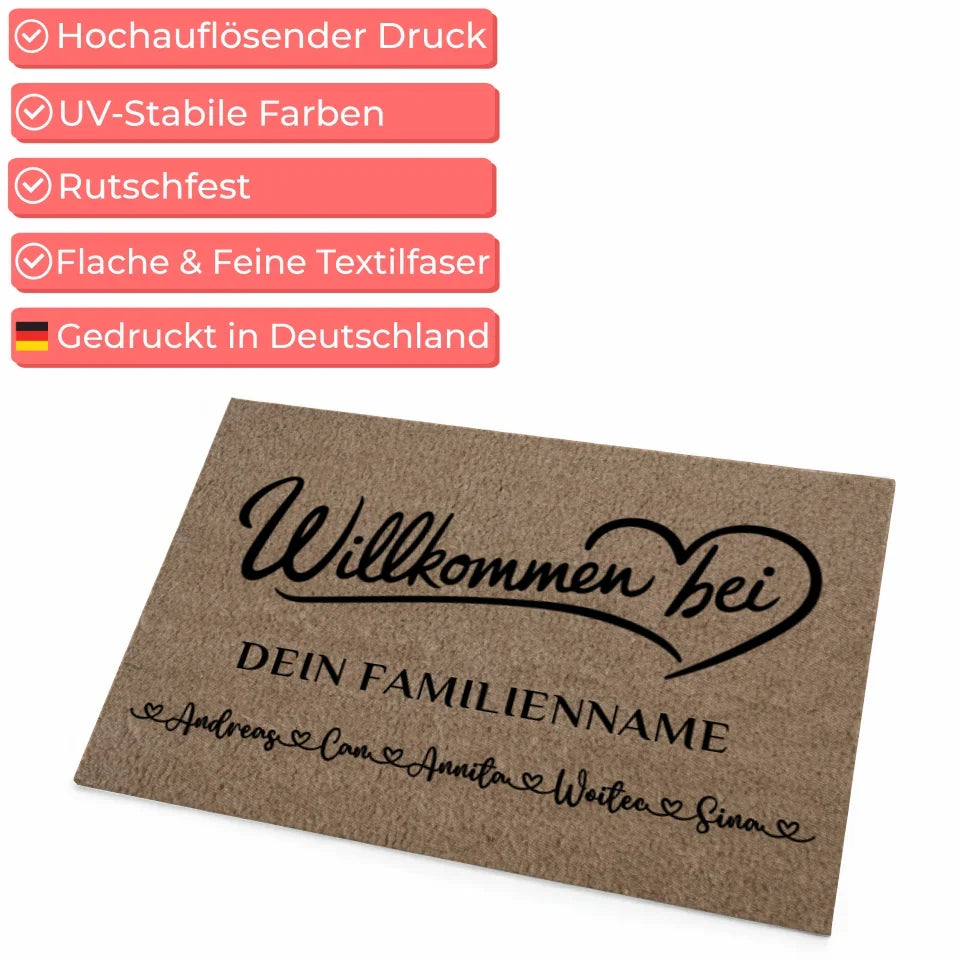 Personalisierte Fußmatte mit Namen Willkommen Bei Braun Hell 4
