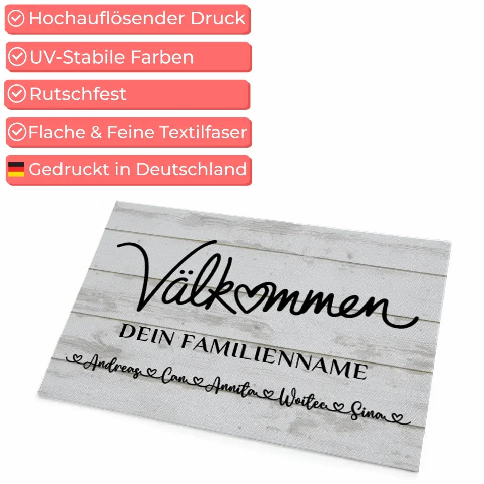 Personalisierte Fußmatte mit Namen Vintage Weiß Bun Venit 4