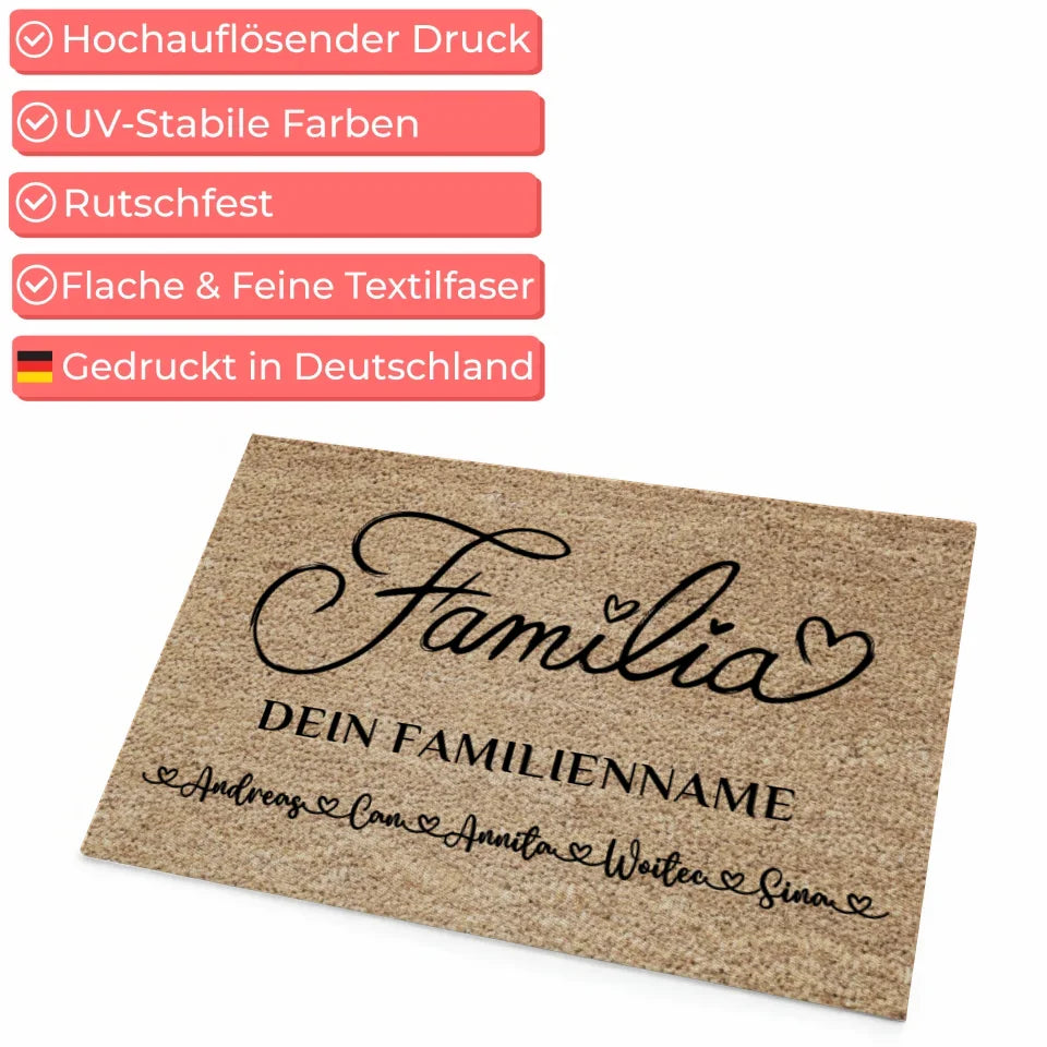 Personalisierte Familie Fußmatte Braun Familienmotiv auf Spanisch 4