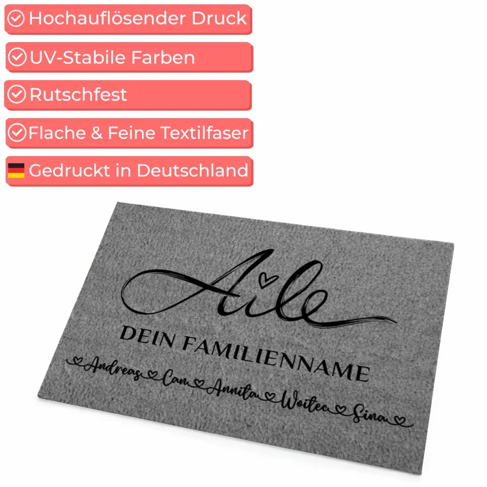 Personalisierte Fußmatte mit Namen Familie Aile Grau 4