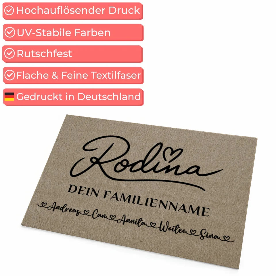 Familien Fußmatte mit Namen Beige Rodina personalisierte Geschenke 4