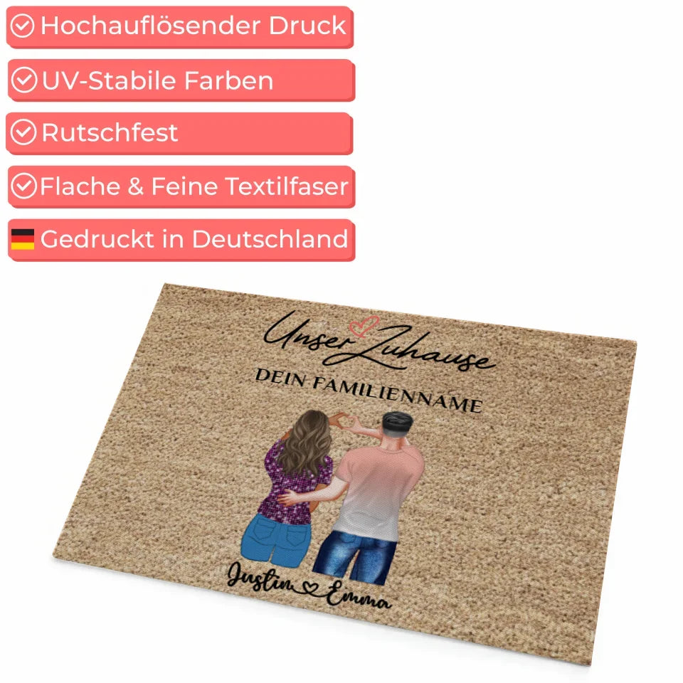 Fußmatte personalisiert Paare Unser Zuhause Braun mit Wunschtext 4