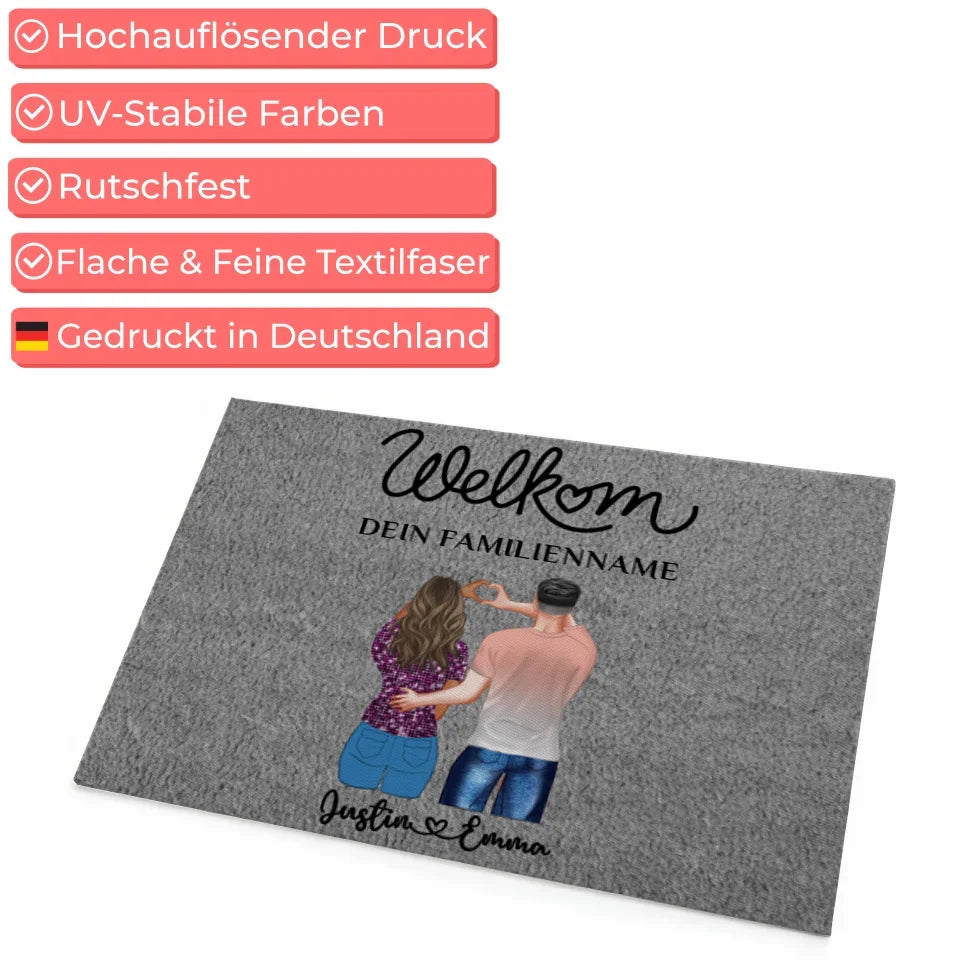Personalisierte Fußmatte mit Namen Willkommen Welkom Grau Wunschtext 4