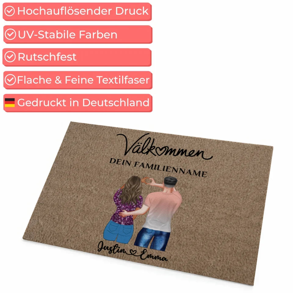 Personalisierte Fußmatte Paare Braun Hell Willkommen Bun Venit 4